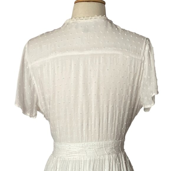 Lulus Completely In Love White Swiss Dot Button-Front Maxi Dress Cottagecore-XL - Picture 11 of 16